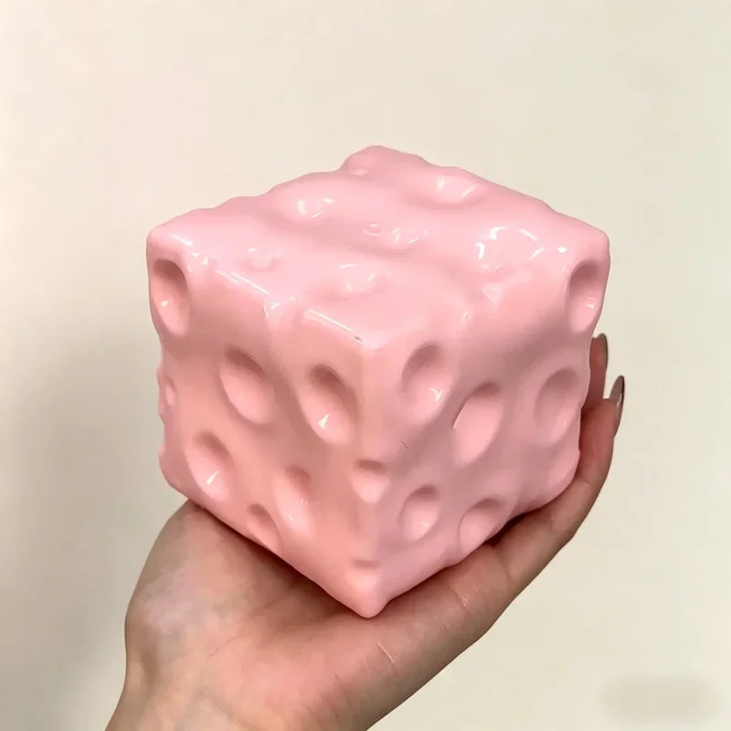 2026 NEW Big Cheese Cube Stress Ball, Shapeable Non-Bounce Squeeze Fidget Toy, Sensory Relief Anti-Stress 6cm Large size