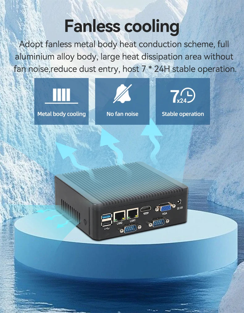 Helorpc Industrial Mini PC N2840/J2900 Support WIN10 LINUX with 2xGigabit LAN 5xUSB2.0 1xUSB3.0 4xDB9 COM 1xHDMI 1xVGA Computer