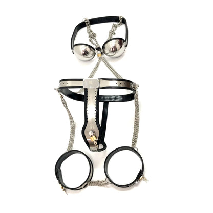 Stainless Steel Sexy Lingerie Set Women Chastity Belt BDSM Couple Loyalty Adult Fun Female Chastity Devices Lock Underwear