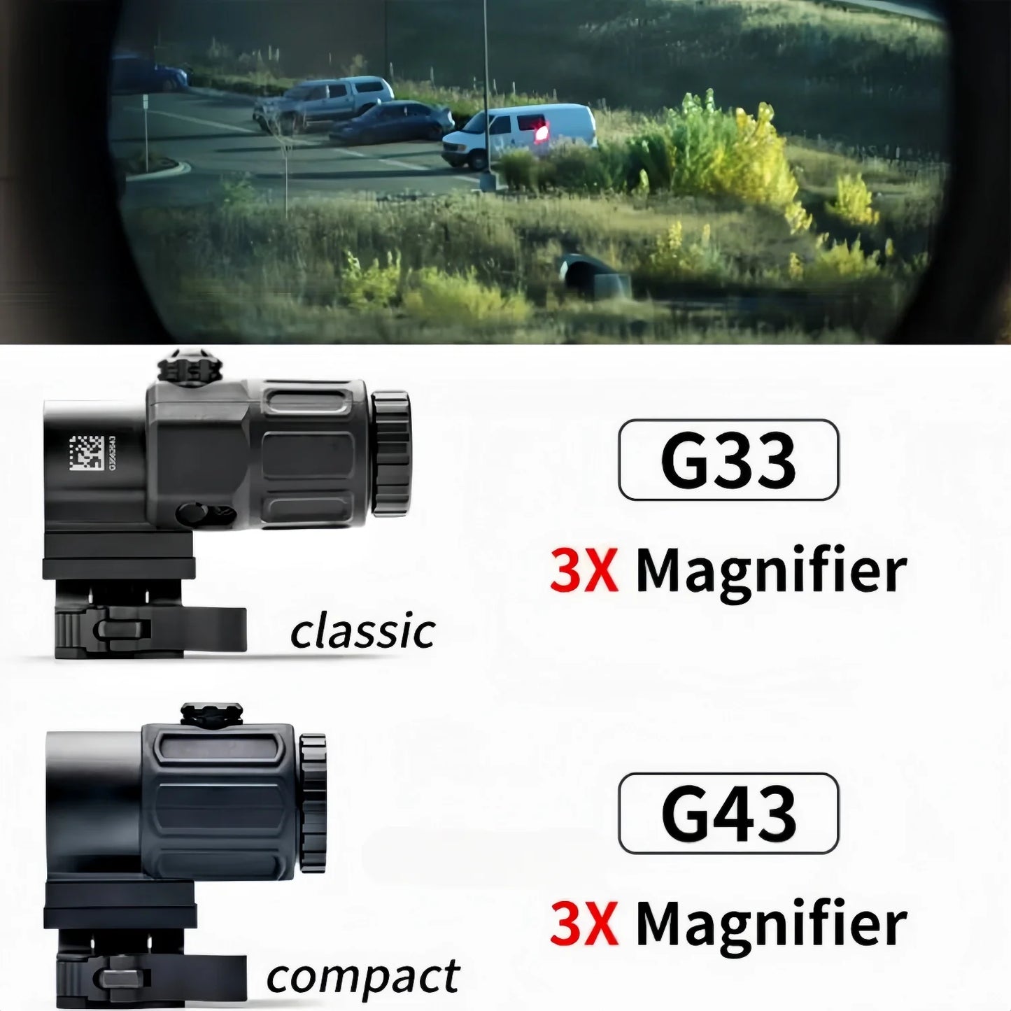 Tactical  G33 G43 G45 Sight Fixed 3X 5X Magnifier Scope with Quick Disassembly and Flipping for Airsoft Hunting Collimator