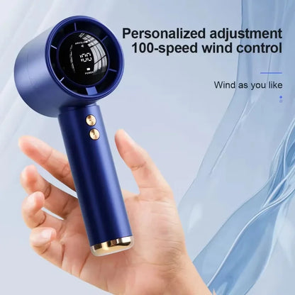 Lenovo Portable Handheld Turbo Fan 100-Speed Adjustable High Speed Cooling Fan USB Rechargeable Quiet Personal Fan for Travel