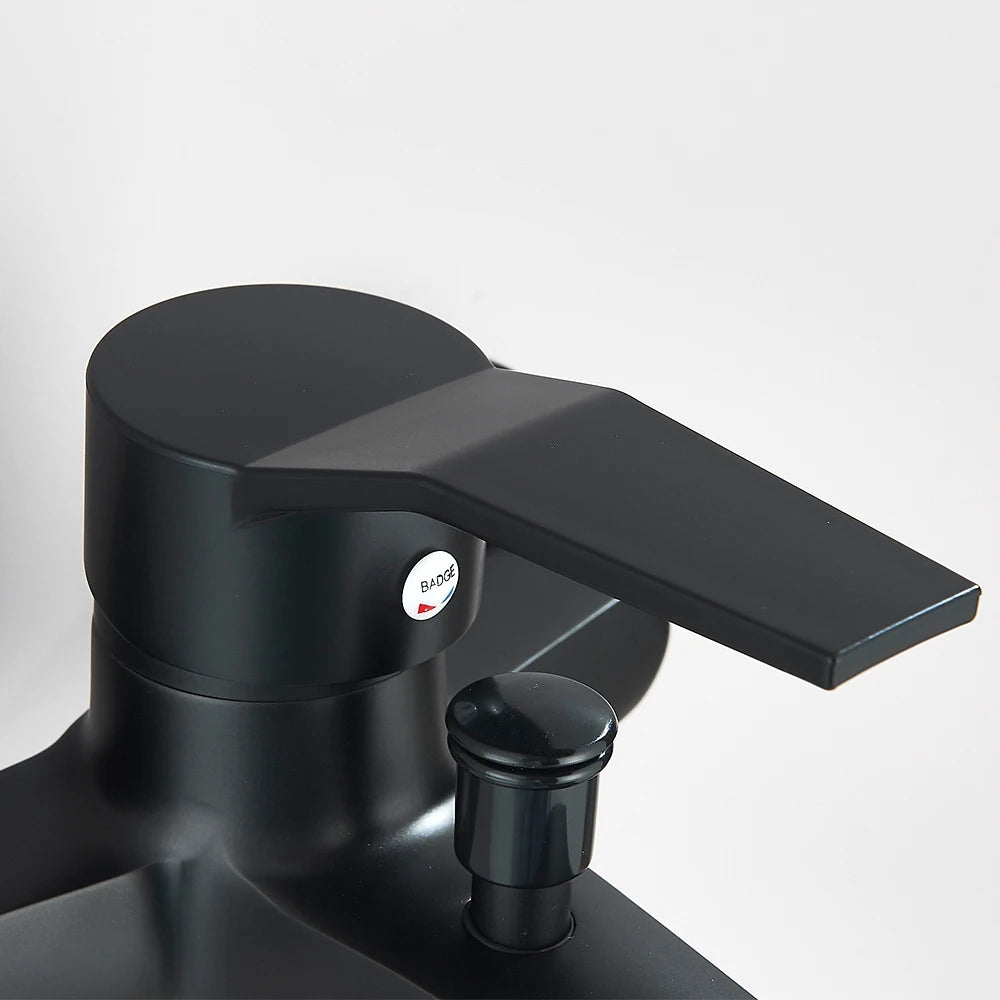 Black Bathroom Shower Faucet Set Bathtub Tap Wall Mounted Hot Cold Mixer Crane Shower Systems With ABS Handheld Shower