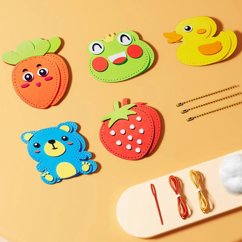 New DIY Sewing Set Sewing Non-woven Fabric Craft Kit Toys Handmade Cartoon Animal Kids Art Toys Beginners