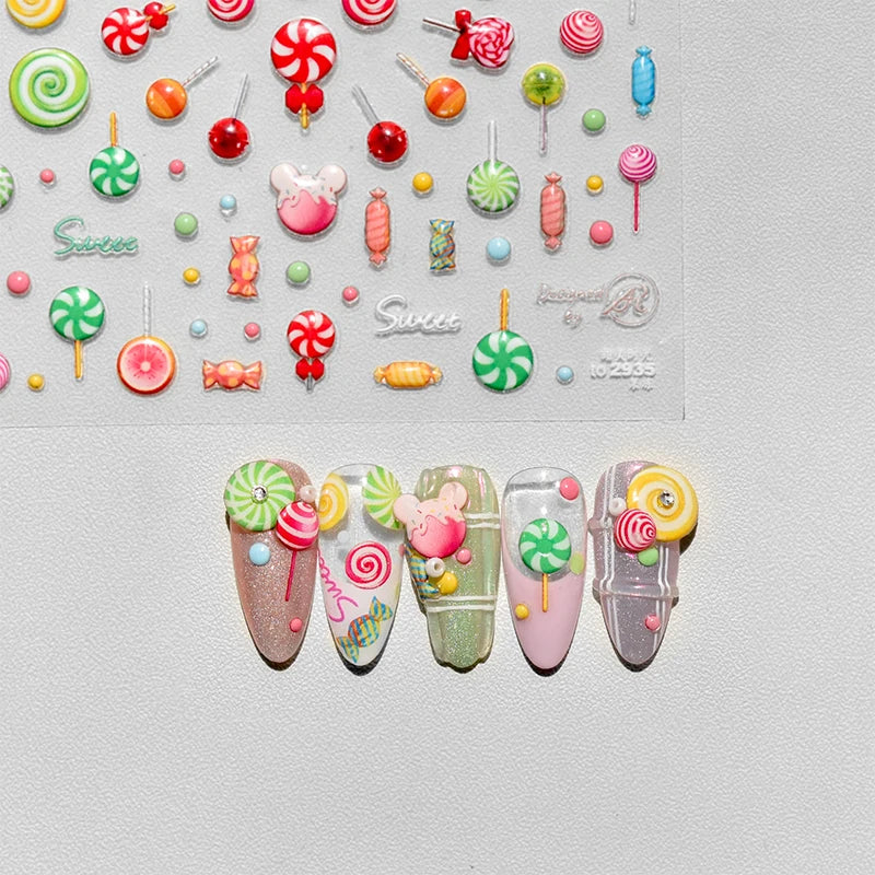 Line Flower Powder Blusher Love Heart High Quality Jelly Series Adhesive Nail Sticker Nail Art Decoration Decals Design T-2830