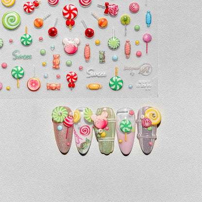 Line Flower Powder Blusher Love Heart High Quality Jelly Series Adhesive Nail Sticker Nail Art Decoration Decals Design T-2830