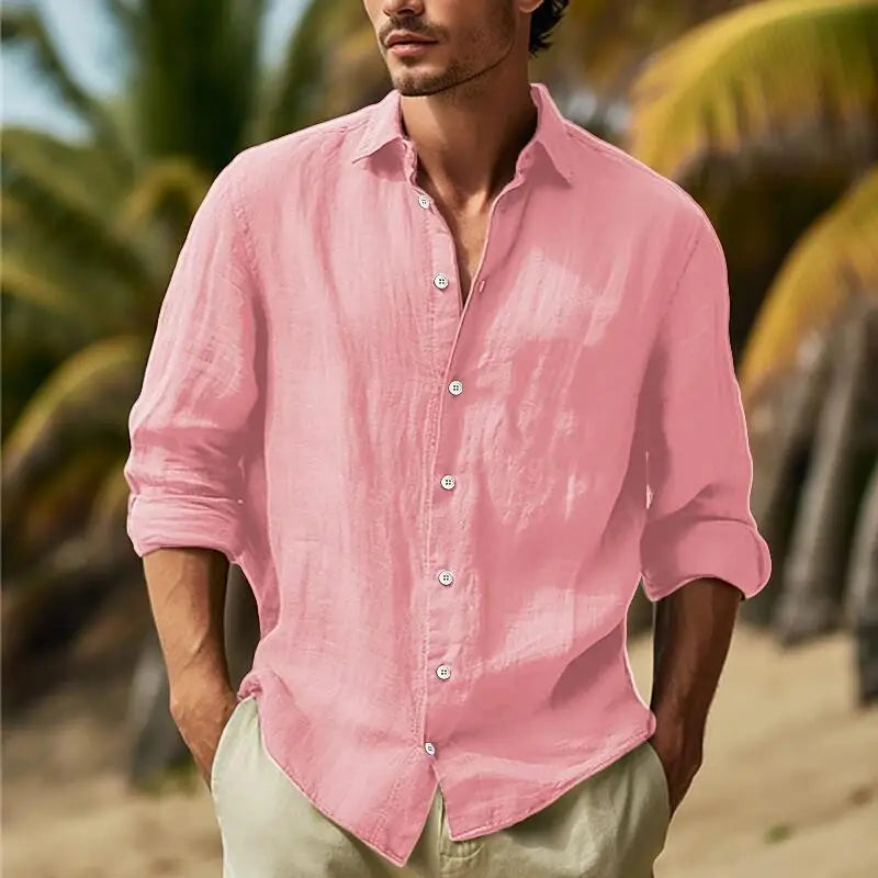 Men's Independent Station Four Seasons Large Size Loose Patchwork Shirt Casual Solid Color Daily Clothing Beach Dinner Cardigan