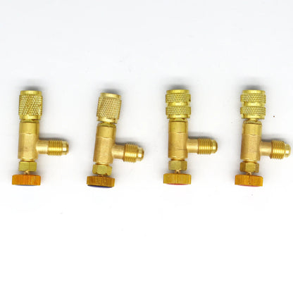 Air Conditioning Refrigerant Safety Valve R410A R22 1/4" 5/16" Refrigeration Charging Safety Liquid Adapter Hand Tool Parts
