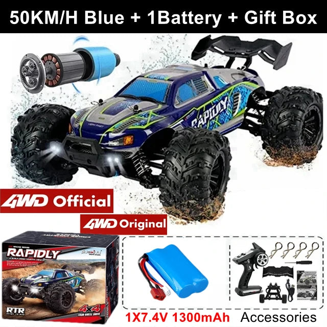 4WD 1:16 80KM/H Super Brushless 50KM/H Brushed RC Car 4x4 Off Road Remote Control High Speed Drift Racing Truck Buggy Toy Gift