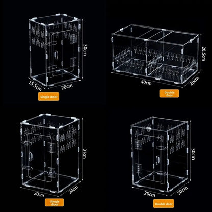 Acrylic Jumping Spider Enclosure 2 Doors Transparent Small Pet Terrarium Escape-proof Ventilated Design Reptile Habitat