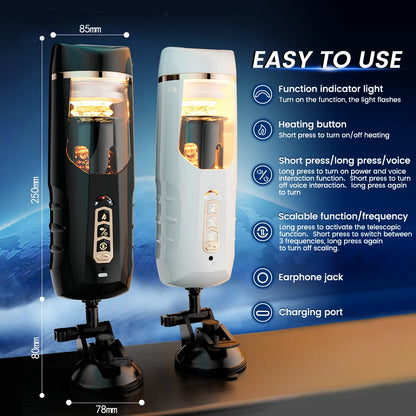 Automatic Male Masturbator Telescopic Vibrator Heating Sexy Voice Suction Cup Electric Pocket Pussy Sex Toys For Men