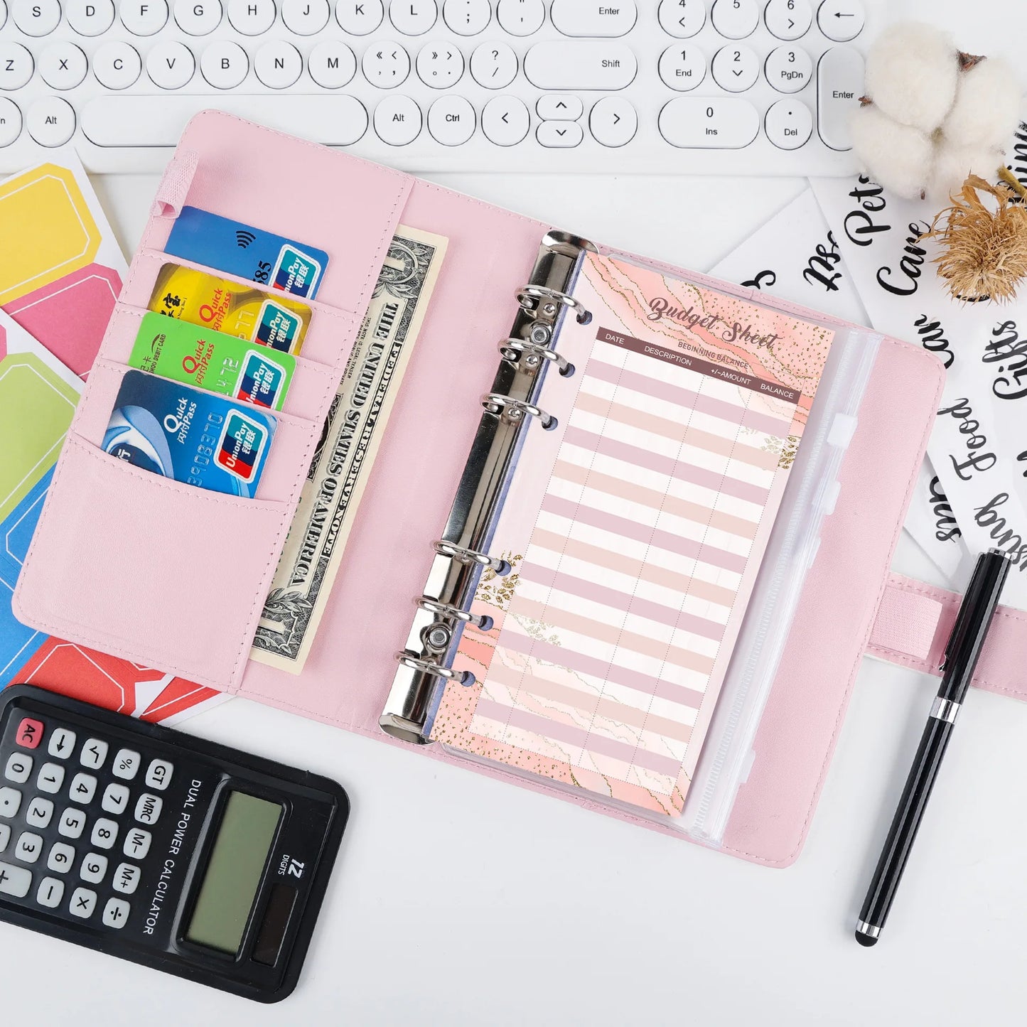 NEW A6 Money Budget Planner Binder With Zipper Envelopes, Cash Envelopes For Budgeting, Money Organizer For A6 Cash Budget Binde