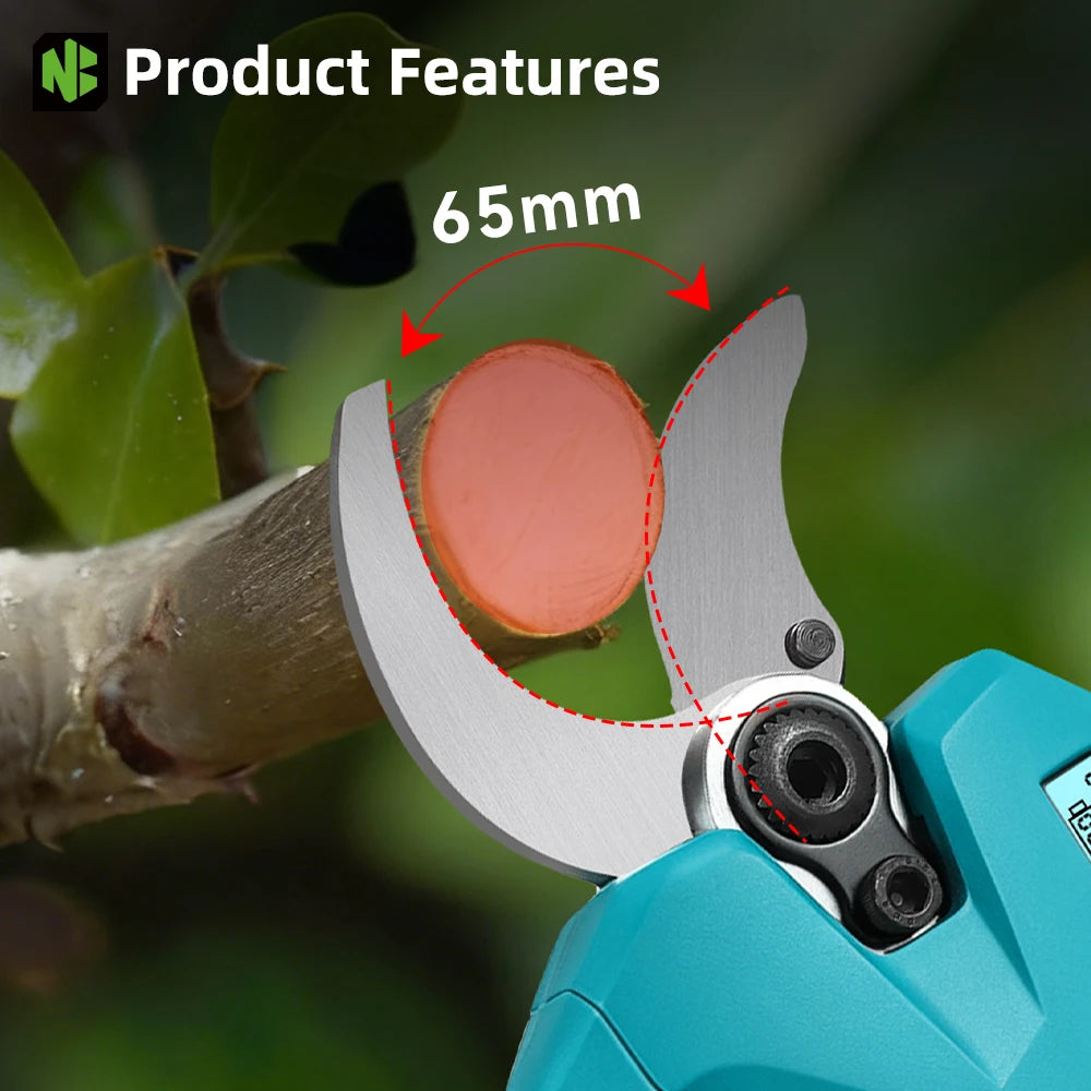NEWBENY 65MM 2 Gears Brushless Electric Scissors Cordless Pruning Shears Fruit Tree Branch Power Tools For Makita Battery Pin