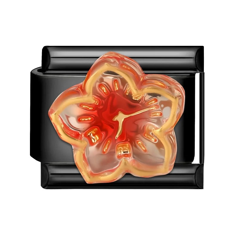 2025 New Original Black Red Stars Love Heart Bows Flower Italian Charm Link Fit 9mm Stainless Steel Jewelry DIY Making Bracelets