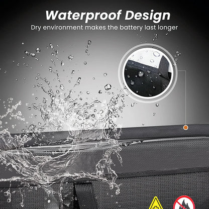 Fireproof Waterproof Battery Bag Lipo Safe Charging Bag Protection Pouch for Storage w/ Invisable Side Charging Port Fixed Strip