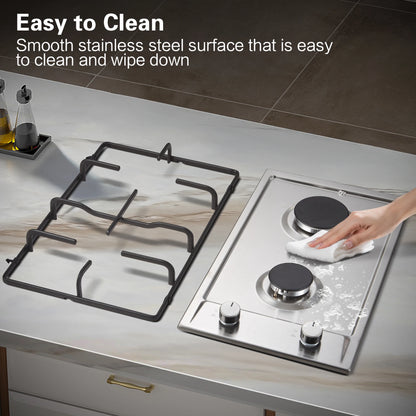 TopStrong 2/4/5 Burner 4200W Stainless Steel Auto Flame Protection Built-in for Natural Gas/Propane, Easy Clean, 30cm‌ Gas Hob