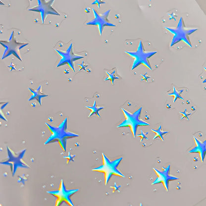 Grid Patterned Star Bowknot Cherry Polka Dot Line Colorful Geometric Five-pointed Star Adhesive Nail Art Sticker Manicure Decal