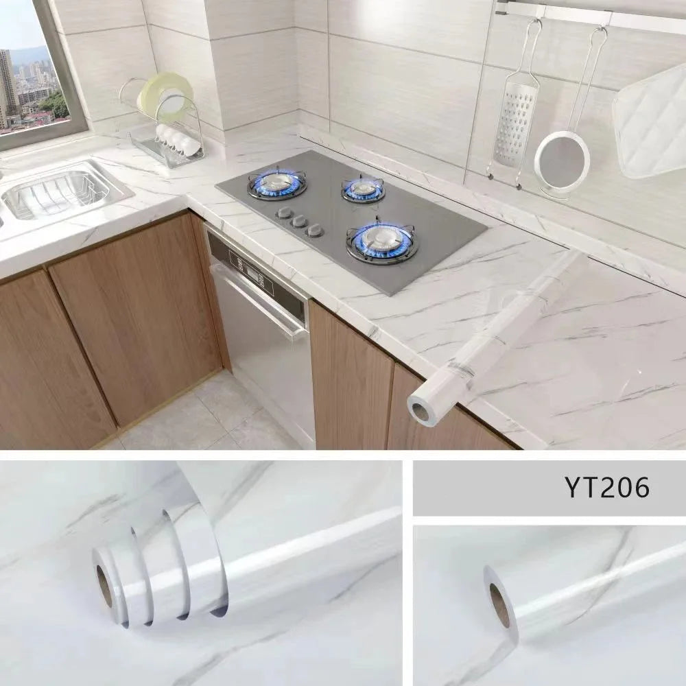 40cm Marble Self Adhesive Wallpaper Vinyl Contact Paper PVC Waterproof Wall Stickers For Kitchen Decorative Film Home Decor