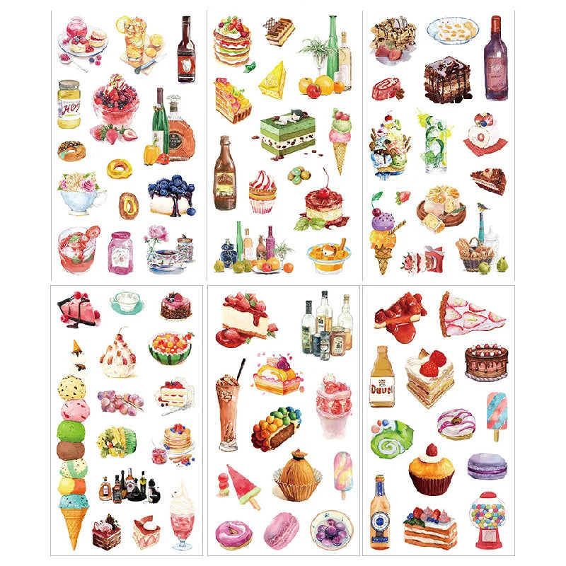 6pcs Leaf Flower Stickers Japanese Accessories for Kids Dessert Diary Decorating Pretty Stationery Feather Decoration Supplies
