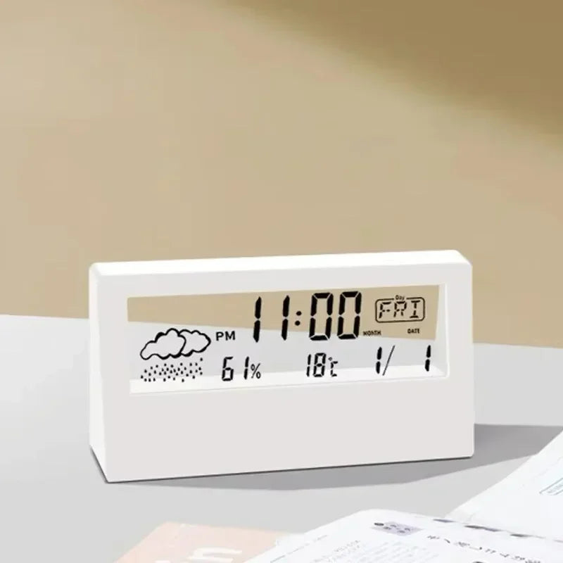 LED Thermometer Thermo-Hygrometer Multifunction Electronic Temperature Humidity Meter Weather Station for Home With Alarm Clock