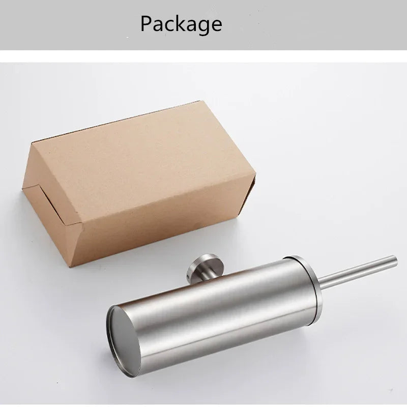 304 Stainless Steel Wall Mounted Bathroom Scrubber, Odor Proof Hanging Toilet Bowl Cleaning Brush with Holder