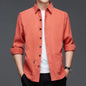 New Men Casual and Fashionable Long Sleeved Workwear Shirt Solid Color Comfortable and Breathable Versatile Top for All Seasons