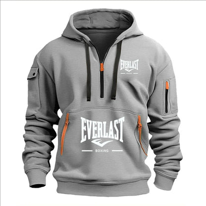 Fashion autumn and winter men's brand clothing multi-zipper design printed hoodie casual sweatshirt loose hooded jumper