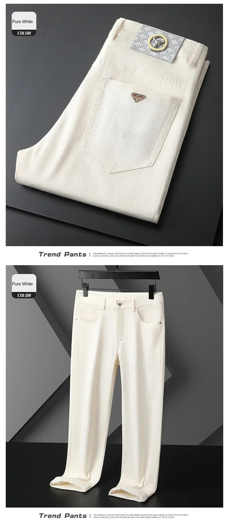 Seven-Color Stretch 97% Cotton and 3% Spandex Jeans Men Trendy Wild Simple High-End Slim-Fitting Small Straight Casual Trousers
