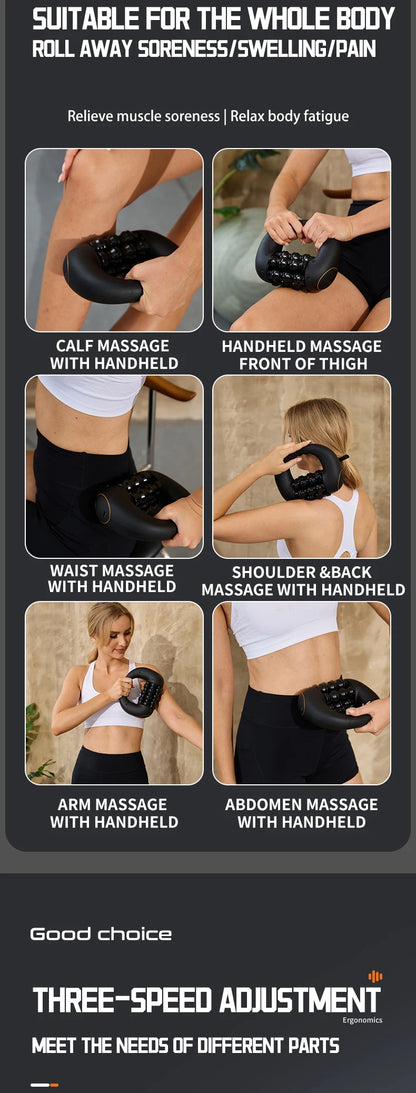 Rolling Percussive Massager, 5-Speed Spin Whole Body Relief, Deep Tissue Muscle Recovery Roller Stick for Leg Foot Calf Massager