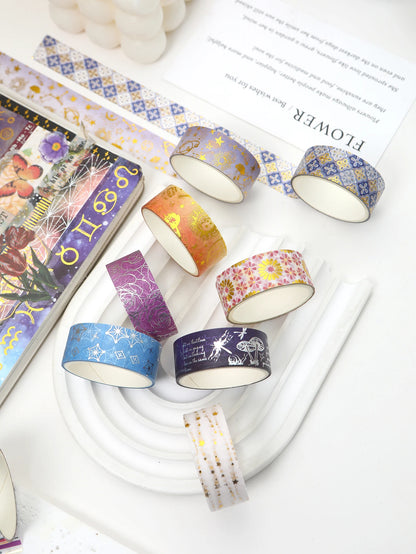 Creative Floral Hot Foil Washi Tape Set,12 Rolls Decorative Masking Tape for Scrapbooking,Journaling,DIY Gift Supplies