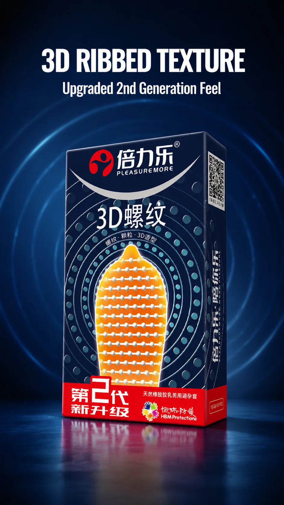 3D Ribbed Condoms 10pcs-50pcs Textured Studded Natural Latex Lubricated Men Extra Stimulation Smooth Silky Wet Sensation Beilile