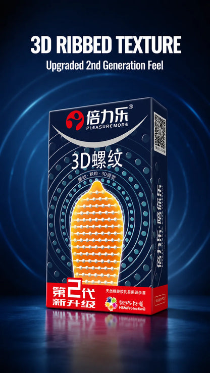 3D Ribbed Condoms 10pcs-50pcs Textured Studded Natural Latex Lubricated Men Extra Stimulation Smooth Silky Wet Sensation Beilile