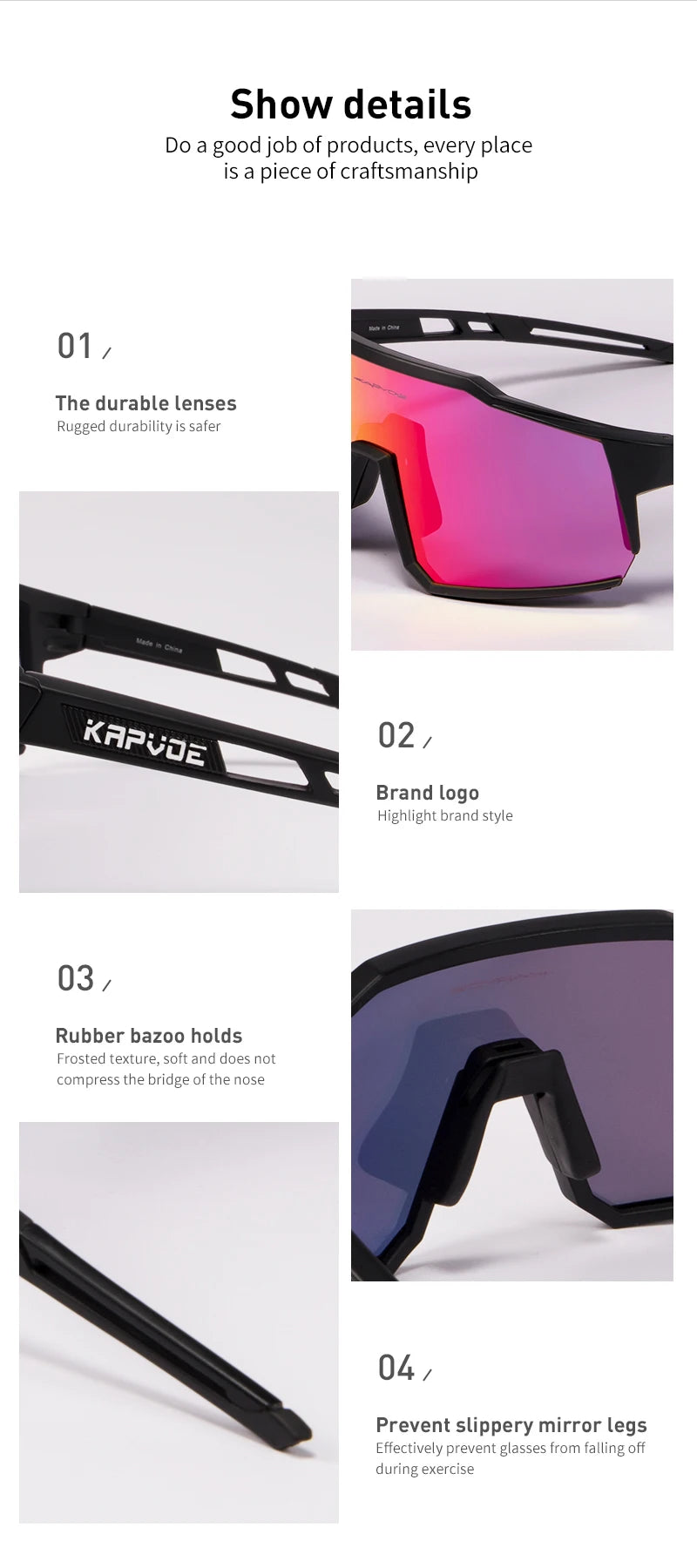 4 Lens Men Women Cycling Glasses Polarized Sport MTB Road Bike Goggles UV400 Bicycle Eyewear Fishing Running Driving Sunglasses