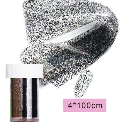 16Pc Holographic Nail Foil Set Starry Transfer 20*4cm Sticker Laser Flowers Leopard Mix Design Decal DIY Nail Art Decoration