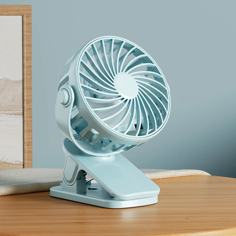 Mini Clip Fan 720°Rotation Built-in Night Lamp USB Rechargeable Powerful Airflow Portable Cooling Fan For Travel Camping Outdoor