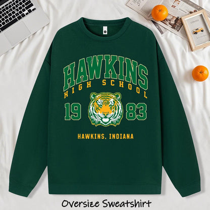 Hawkins 1983 Mighty Tiger Pullover For Men Autumn Oversize Long Sleeve Casual All-Match Clothing Unisex O-Neck Fashion Retro Top