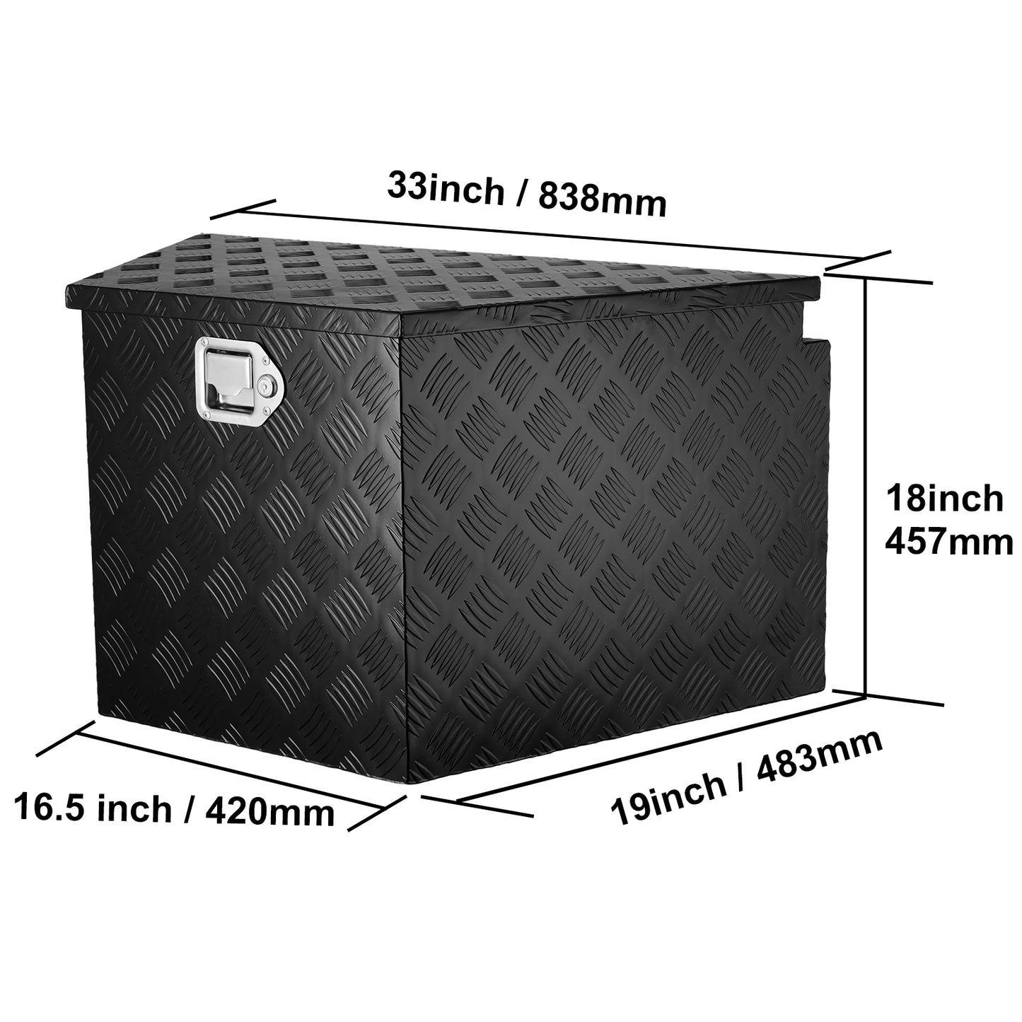 SucceBuy Trailer Tongue Box Aluminum Alloy Tongue Box Tool Chest Heavy Duty Trailer Box Utility Trailer Tongue Box for Pickup
