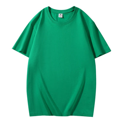 Cotton Short Sleeved T-shirt Summer Round Neck Loose and Base Shirt for Men Women Basic Tee