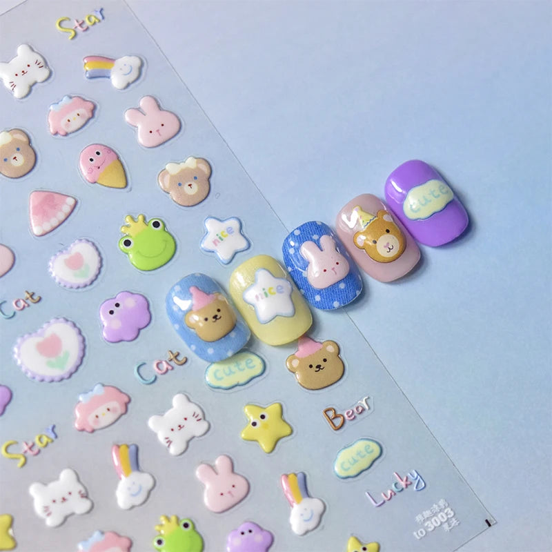 Line Flower Powder Blusher Love Heart High Quality Jelly Series Adhesive Nail Sticker Nail Art Decoration Decals Design T-2830