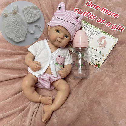 13Inch Bettie Silicone Reborn Doll With Open Mouth & 2 Sets Clothes Handmade Painted Skin Waterproof Reborn Doll