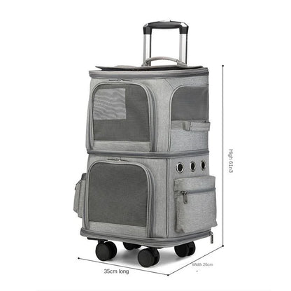 Double Backpack Foldeable Lightweight Pet Stroller For Two Dogs And Cats Outdoor Travel With 4 Wheels