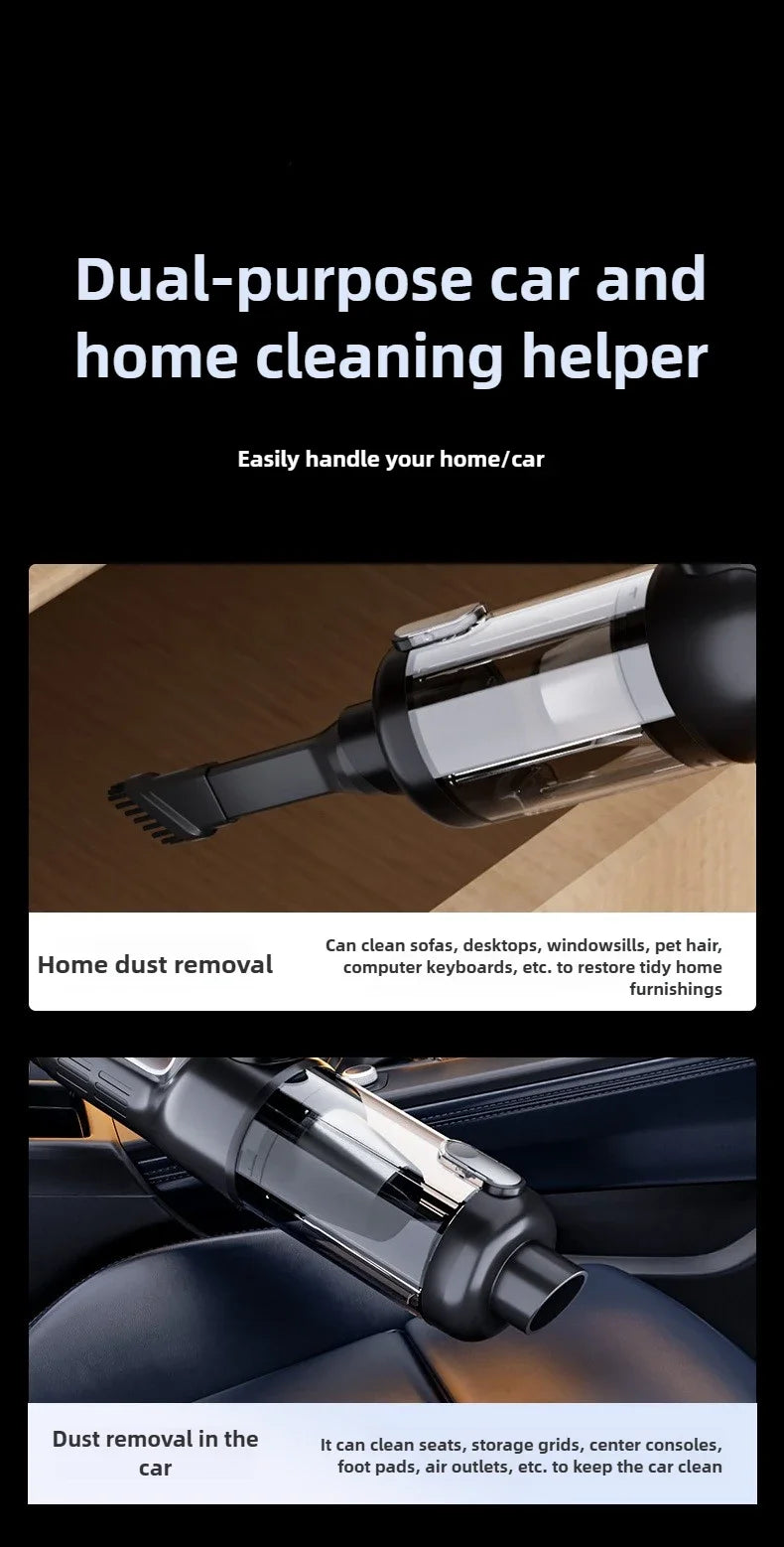 Wireless Portable Brushless Vacuum Cleaner, Multifunctional High Power Mini Handheld Vacuum & Dust Blower 2-in-1 for Household Sofa Keyboard Car Interior Cleaning