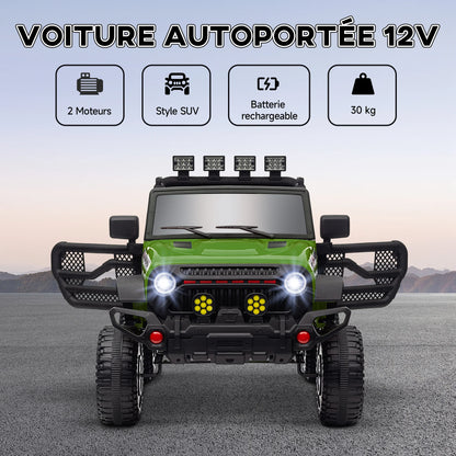 4x4 electric Car for children UTV, equipped with a 2.4 GHz remote control, two powerful motors, 12 V, size 100x63x65 cm, green
