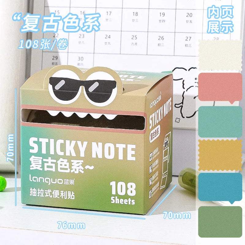 Mr. Paper 105/108Sheets/roll Pull-out Sticky Notes Student Stationery Sticky Notes Transparent Color Sticky Notes DIY Handbook