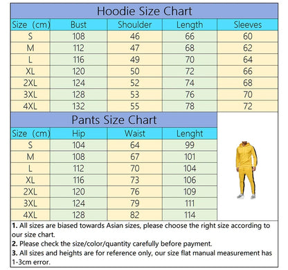 Autumn Winter Popular Mens Tracksuit Hooded Sweatshirts+Jogging Pants Set Daily Gym Outfits Casual Sports High Street Clothing