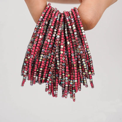 5pcs Fashion Colorful Acrylic Crystal Rhinestone Elastic Bracelet For Women Stretch Wristband Wedding Bracelets Daily Jewelry