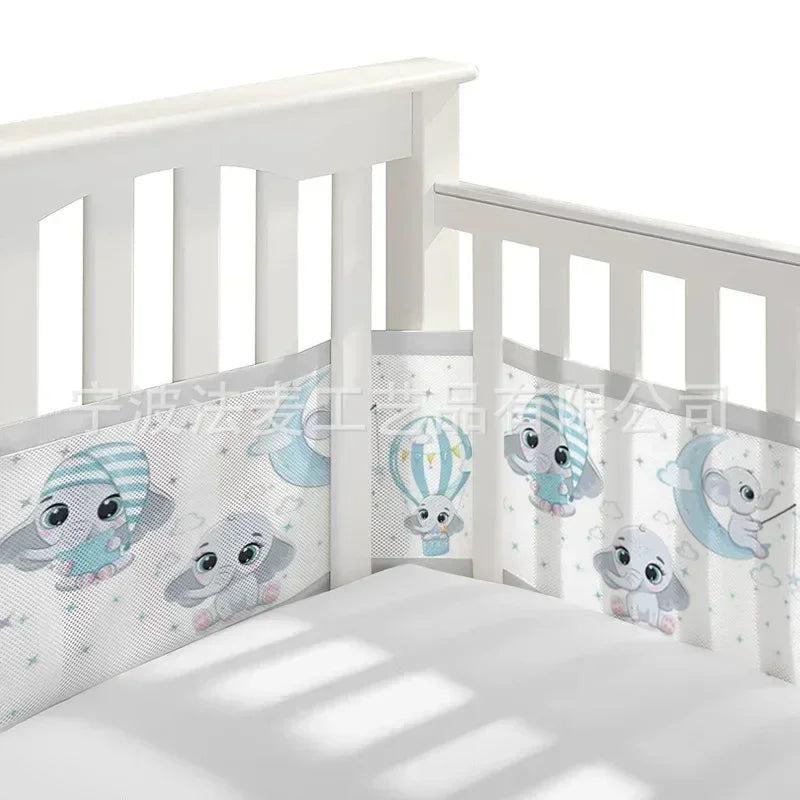 Breathable Mesh Bed Liner 4 Panel Baby Cot Fence Cotton Railing Thicken Bumper One-piece Crib Around Protector Baby Room Decor