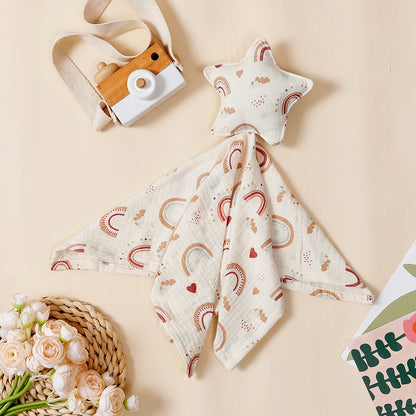 Baby Cotton Muslin Comfortable Blanket Cute Cat Doll For Infant Kids Sleep Appease Towel Children