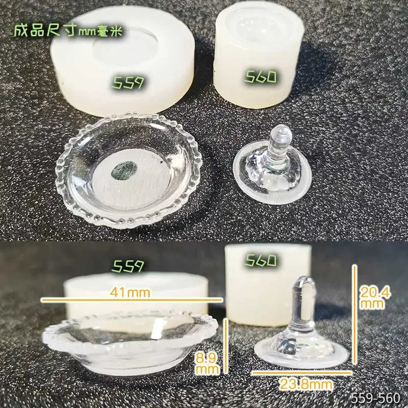 Miniature Food Play Mini Vintage Plate Fruit Plate Dinner Plate Doll House Mini Baking Baking Pan Organizer Jar Silicone Mold