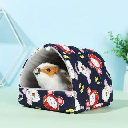 Soft Rabbit Colorful Squirrel Mini Cage Winter Hamster House Guinea Pig Nest Small Animal Sleeping Bed Warm Mat