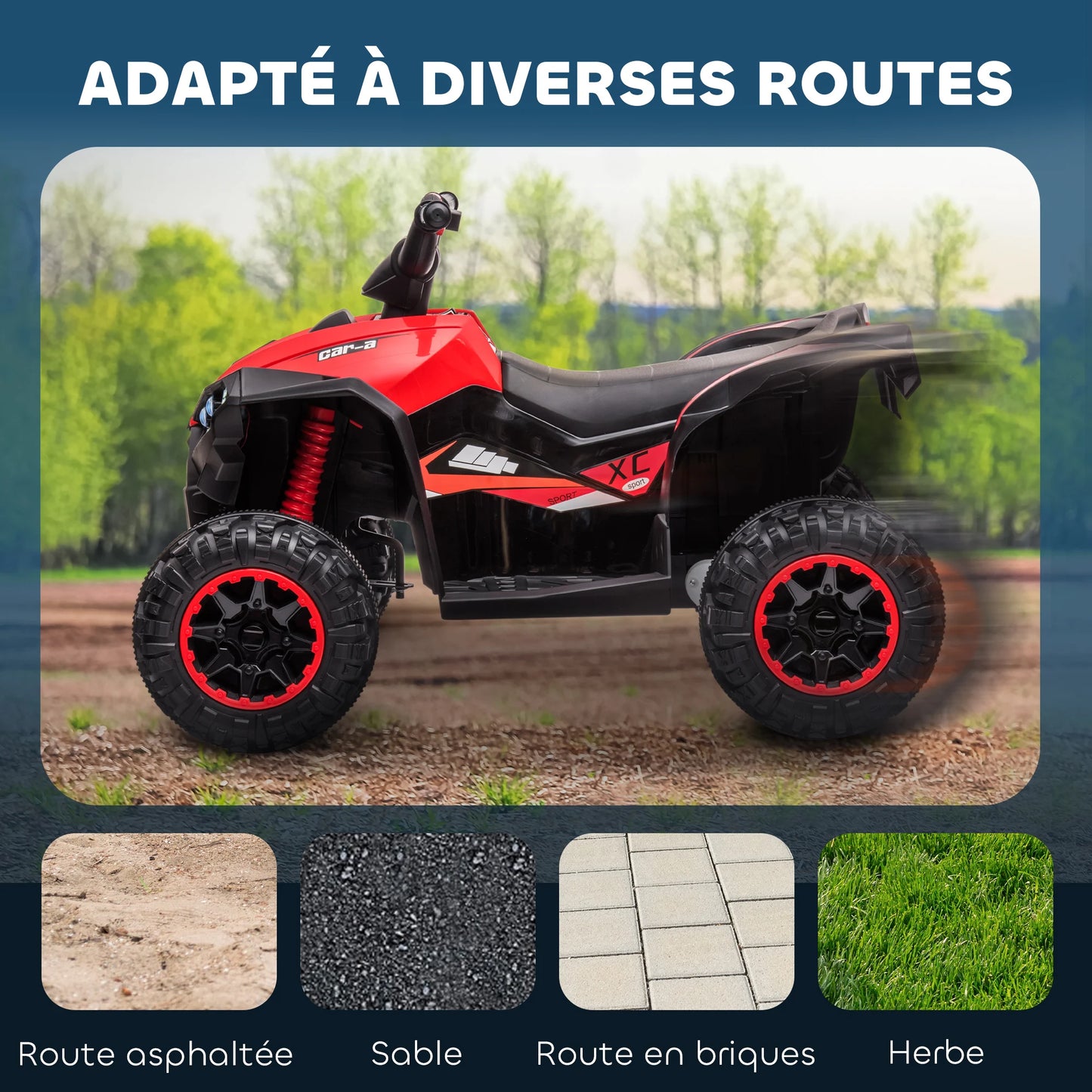 Electric Quad, suitable for children 3-5 years, engine 12 V 2 speeds, Lighthouse LED 3-6 km/h, Red Air